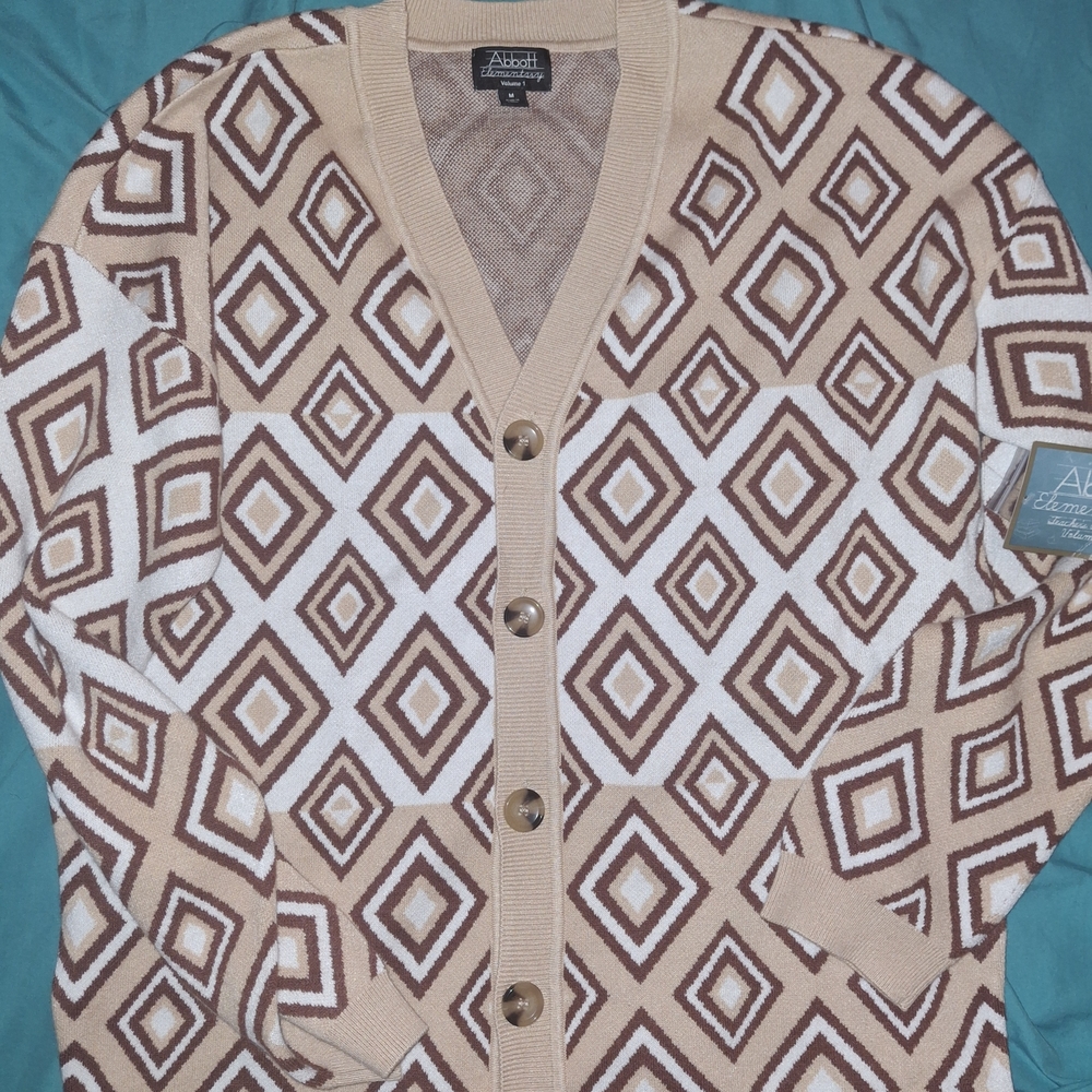 Abbott Women's Tan and White Diamond Cardigan